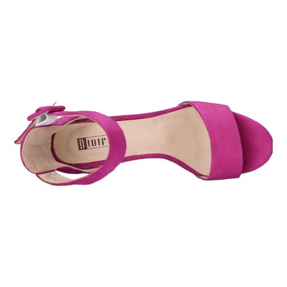 NWOB Women's platform ankle strap dress sandals, size 6.5, Rose red suede - Picture 6 of 6